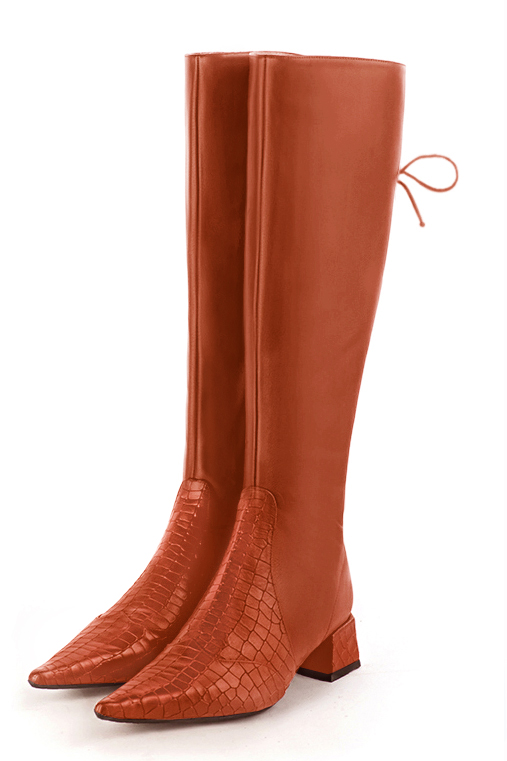 Terracotta orange matching hnee-high boots and bag. Wiew of hnee-high boots - Florence KOOIJMAN